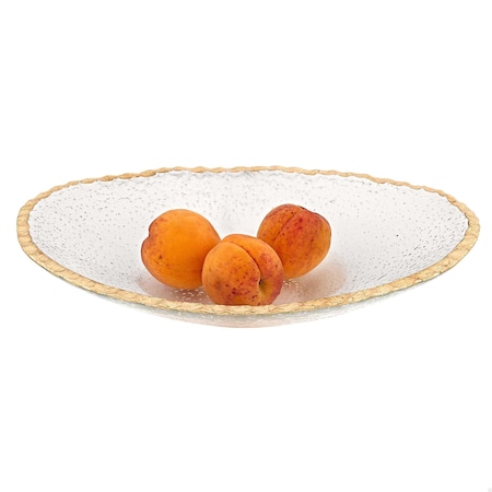 Homeroots 8 in. Hand Decorated Oval Edge Gold Leaf Serving Bowl 375754